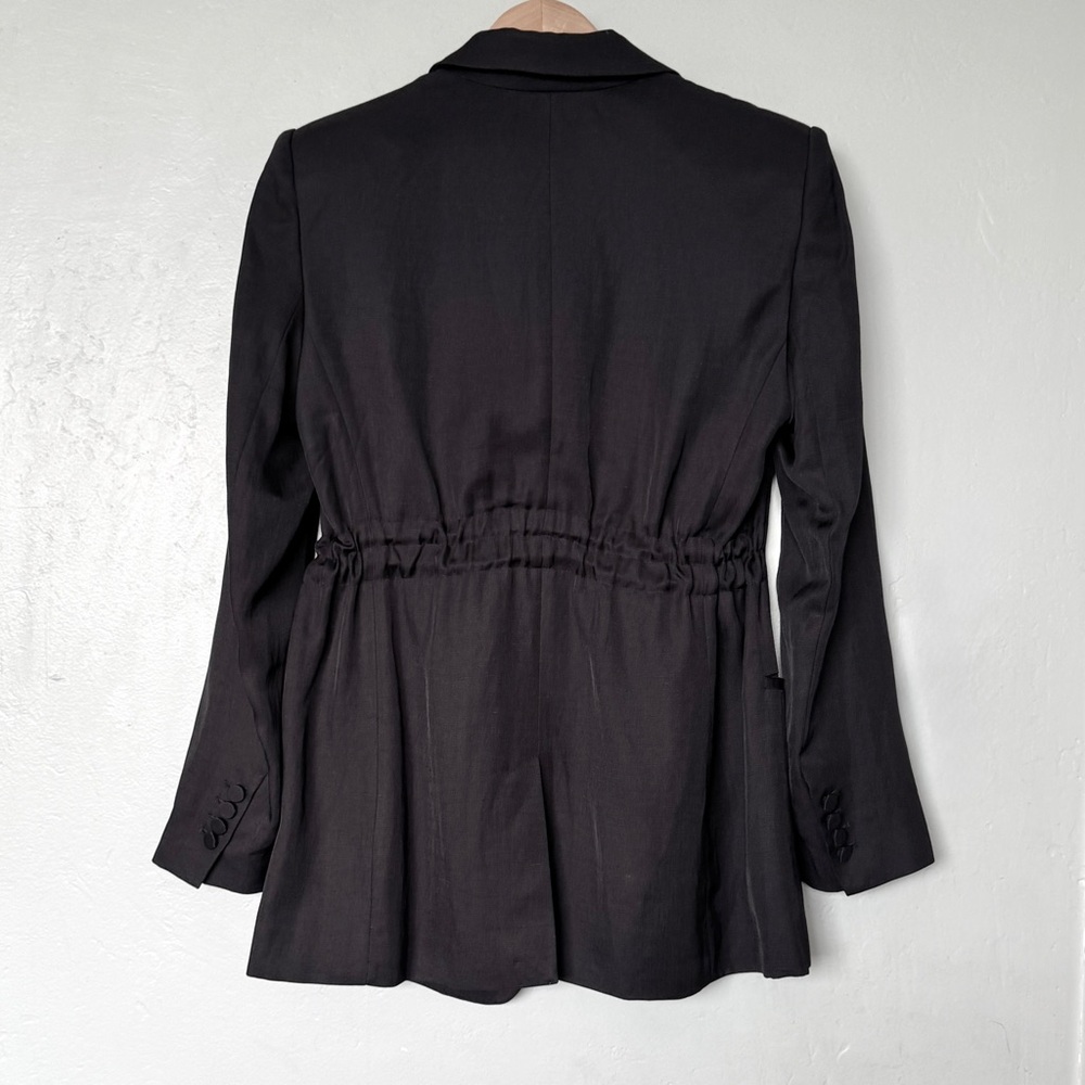 Express Black Linen-Blend One Button Cinched Boyfriend Blazer Size L - Picture 2 of 14
